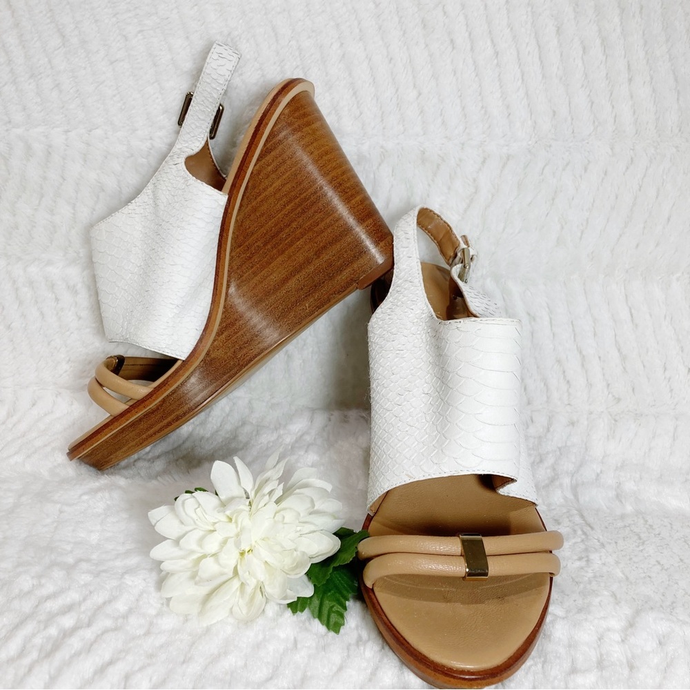 Calvin Klein PRINA White Python Embossed Wedge Sa… - image 3